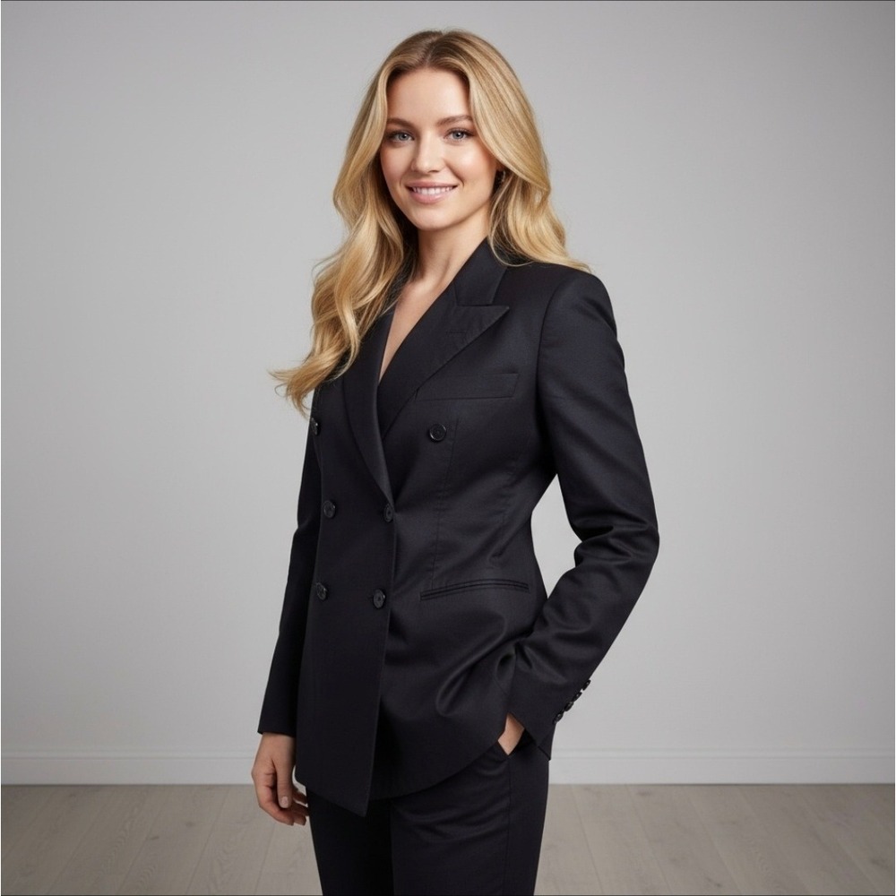 Loro Piana - Women's Double Breasted Blazer Jacket - Size: US 6/8 - Blue